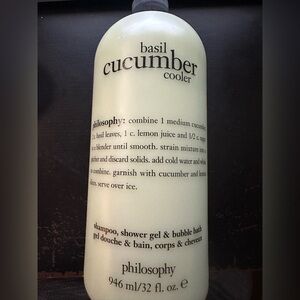 Brand New Philosophy shampoo, shower gel & bubble bath. Basil Cucumber Cooler